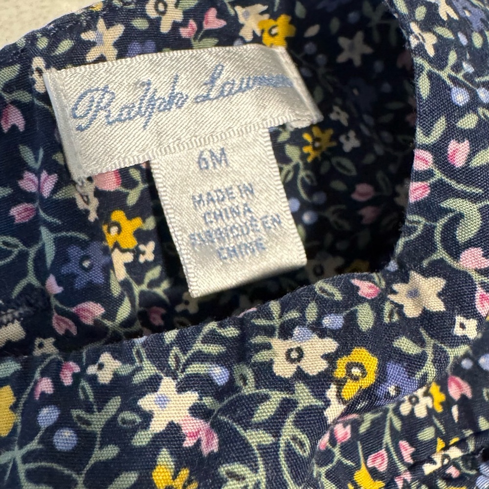 Ralph Lauren Navy Floral Pants Baby Girls 6 Months Floral Jumpsuit